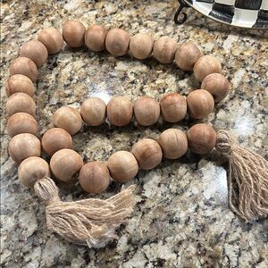 Large Wooden Bead Garland with Tassels